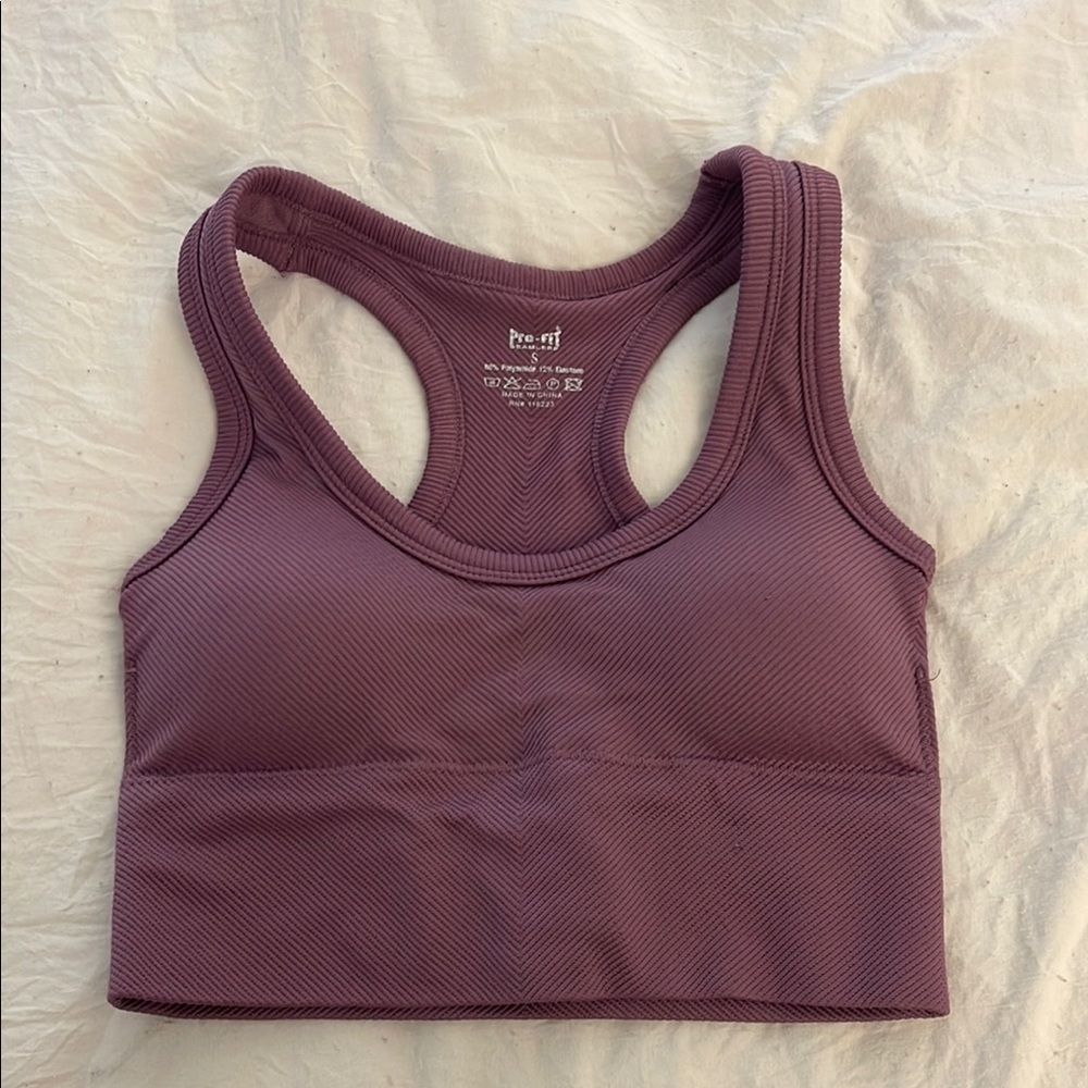 Purple Racerback Sports Bra with Scoop Neckline